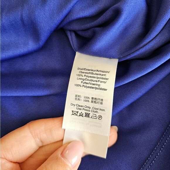 Dkny Blue Sheath Dress with Long Bishop Sleeves for Wedding Guest - Picture 10 of 10